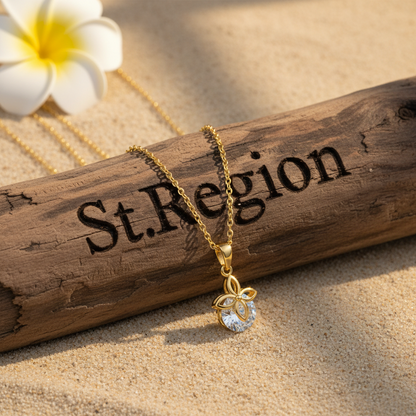 Crystal & Goldtone Clover Pendant Necklace