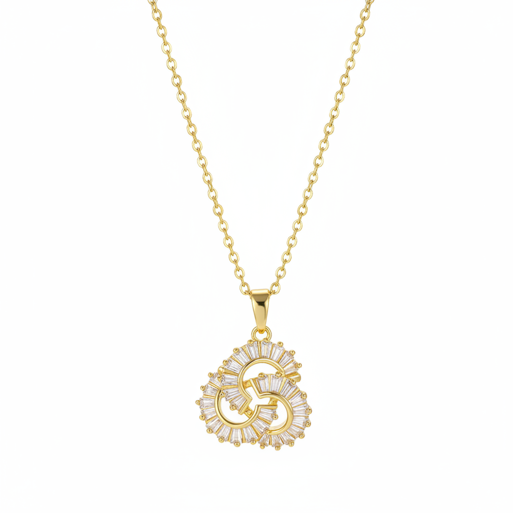 Crystal & Goldtone Interlocked Swirl Pendant Necklace