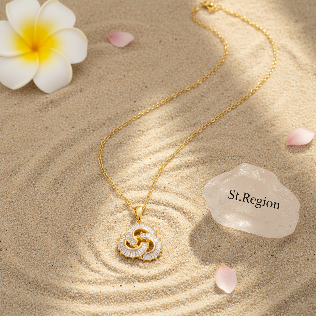 Crystal & Goldtone Interlocked Swirl Pendant Necklace