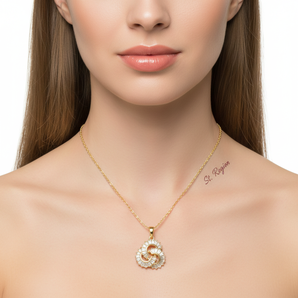 Crystal & Goldtone Interlocked Swirl Pendant Necklace