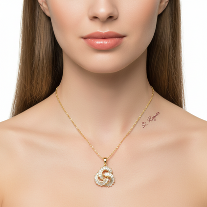 Crystal & Goldtone Interlocked Swirl Pendant Necklace