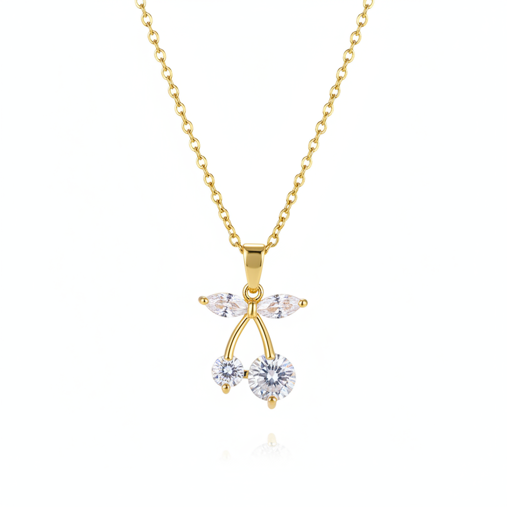 Crystal & Goldtone Cherry Pendant Necklace