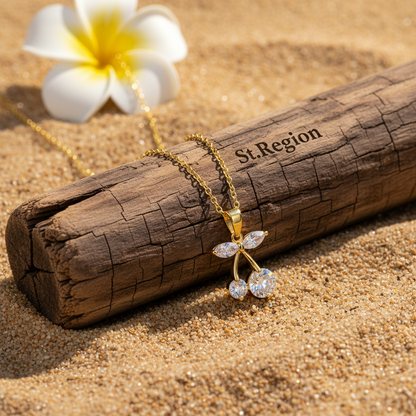 Crystal & Goldtone Cherry Pendant Necklace