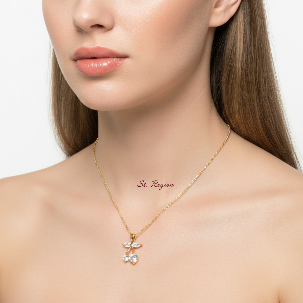 Crystal & Goldtone Cherry Pendant Necklace