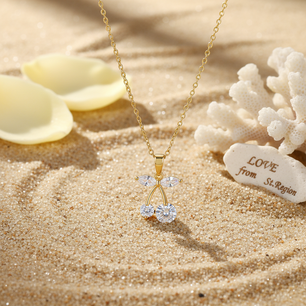 Crystal & Goldtone Cherry Pendant Necklace