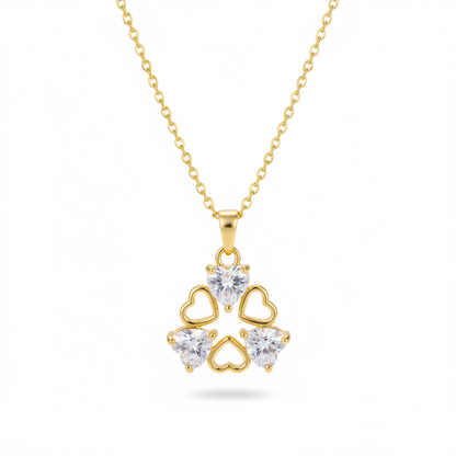 Crystal & Goldtone Heart Cluster Pendant Necklace