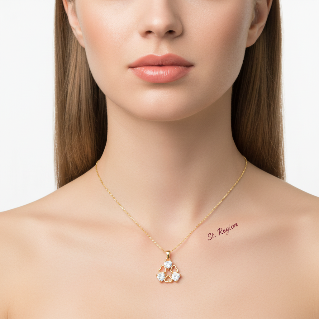 Crystal & Goldtone Heart Cluster Pendant Necklace
