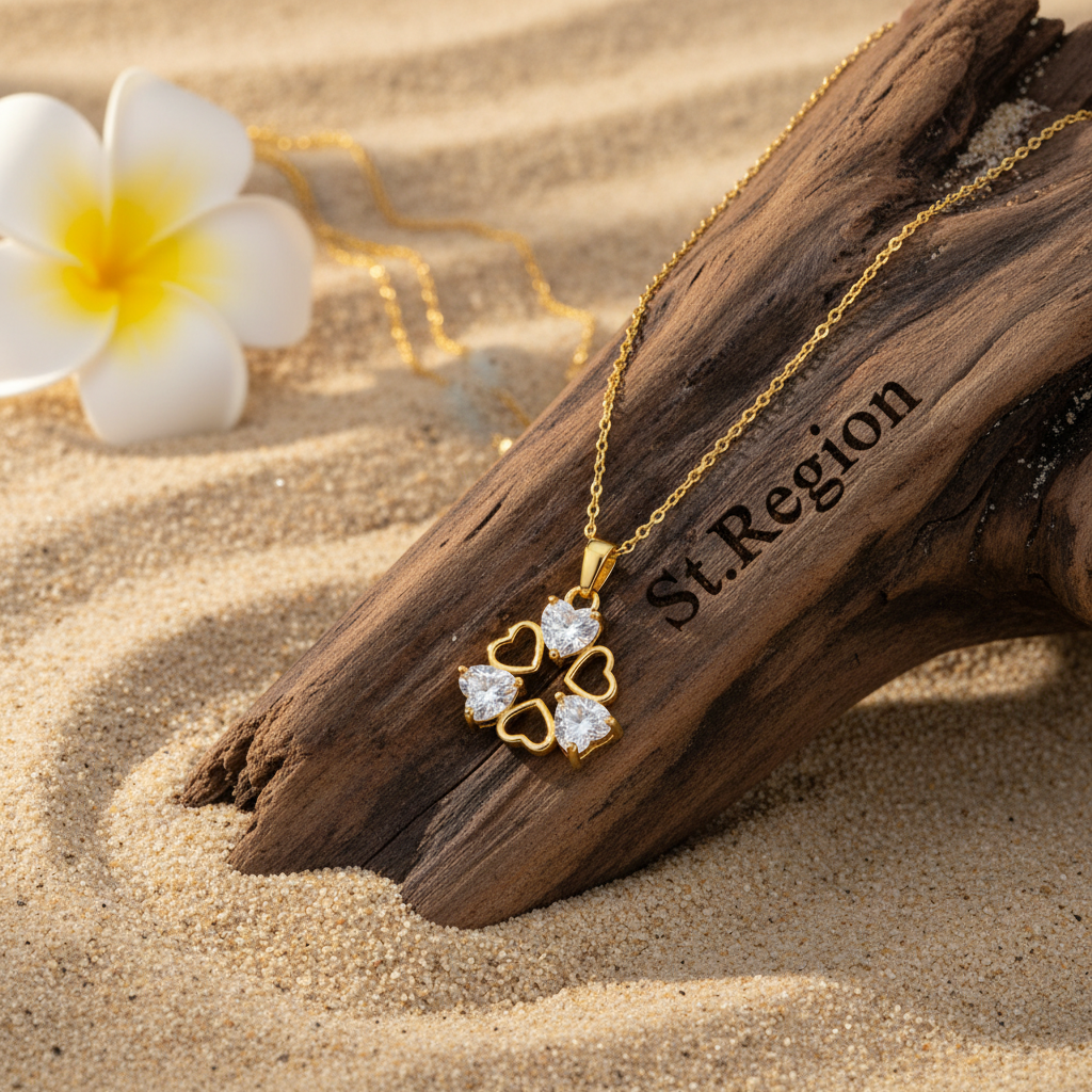 Crystal & Goldtone Heart Cluster Pendant Necklace