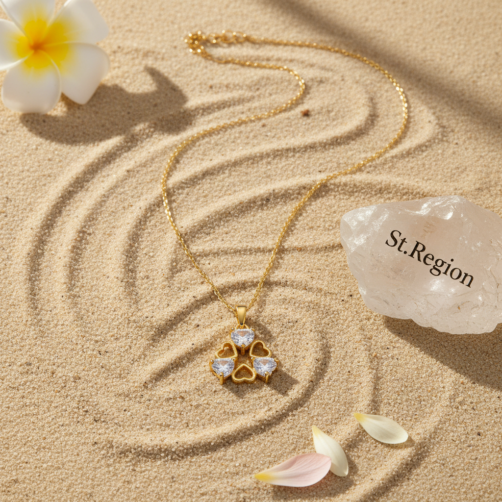 Crystal & Goldtone Heart Cluster Pendant Necklace