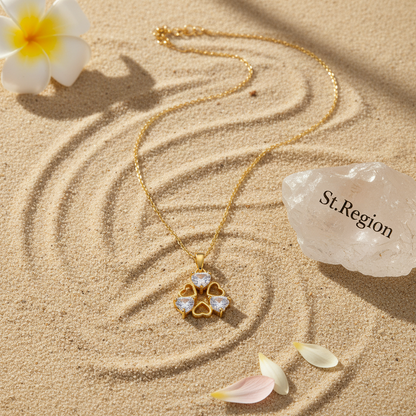 Crystal & Goldtone Heart Cluster Pendant Necklace