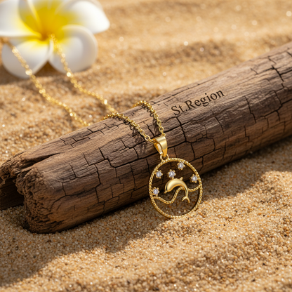 Cubic Zirconia & Goldtone Dolphin Pendant Necklace