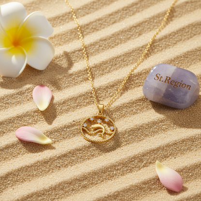 Cubic Zirconia & Goldtone Dolphin Pendant Necklace