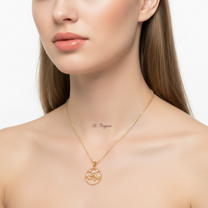 Cubic Zirconia & Goldtone Dolphin Pendant Necklace
