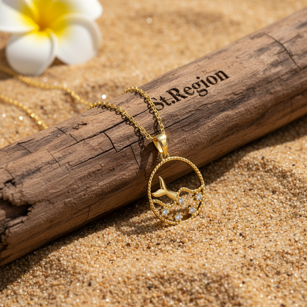 Cubic Zirconia & Goldtone Fishtail Round Pendant Necklace