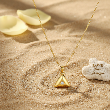Cubic Zirconia & Goldtone Triangle Pendant Necklace