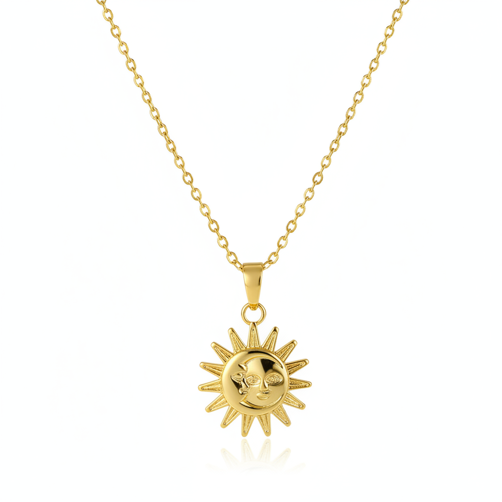 Goldtone Sun Pendant Necklace