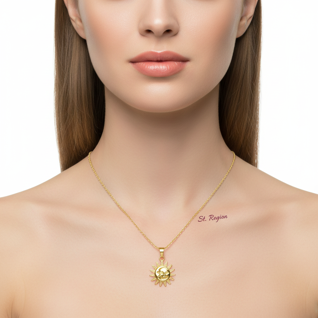 Goldtone Sun Pendant Necklace