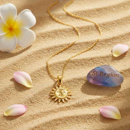 Goldtone Sun Pendant Necklace