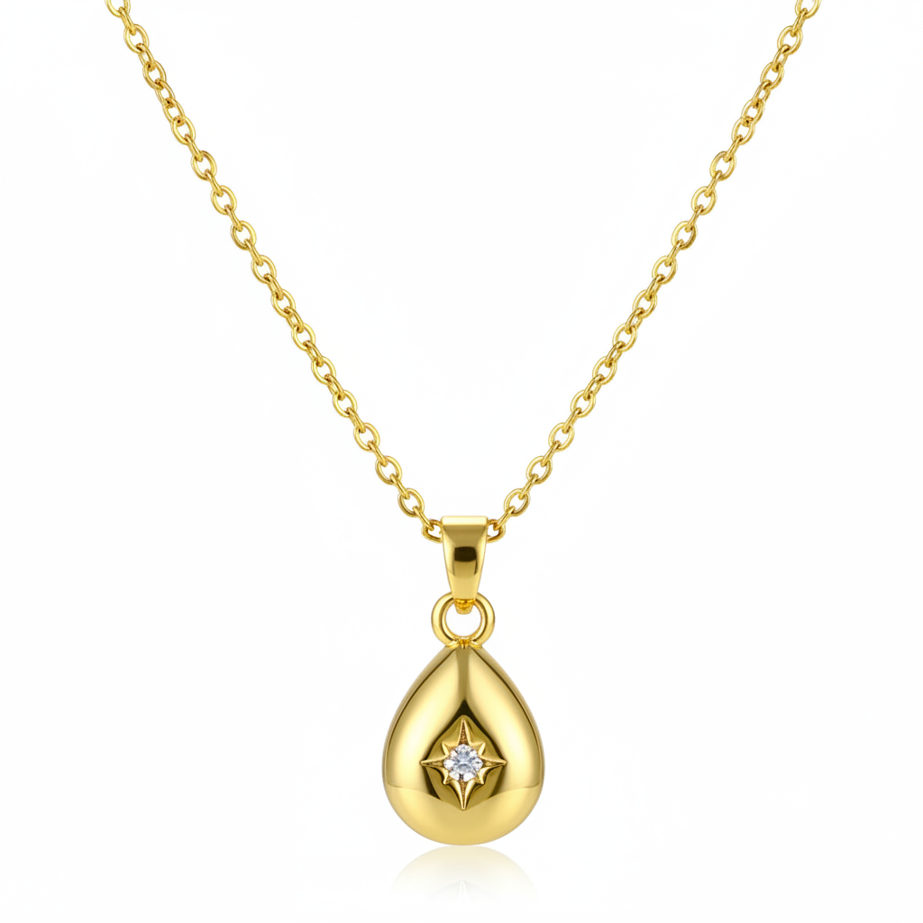 Cubic Zirconia & Goldtone Drop Pendant Necklace