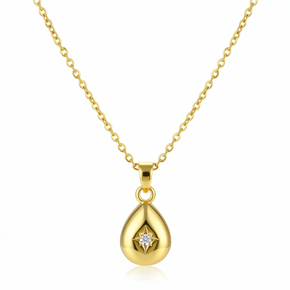 Cubic Zirconia & Goldtone Drop Pendant Necklace