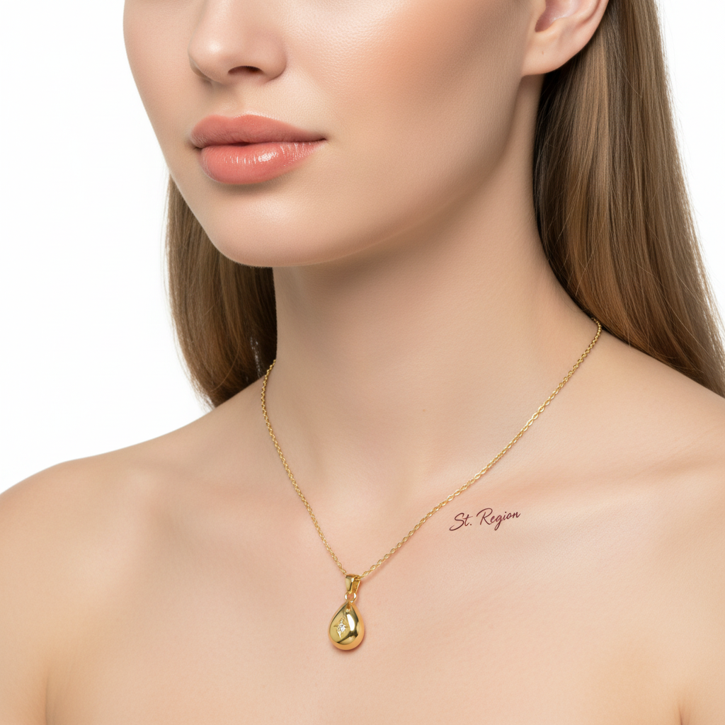 Cubic Zirconia & Goldtone Drop Pendant Necklace