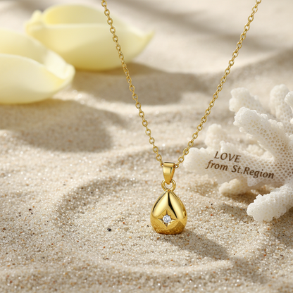 Cubic Zirconia & Goldtone Drop Pendant Necklace