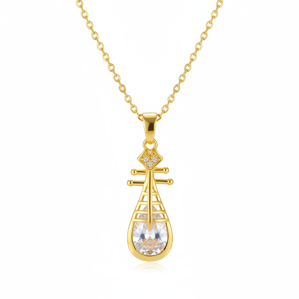 Crystal & Cubic Zirconia Lute Pendant Necklace