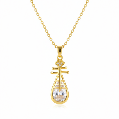 Crystal & Cubic Zirconia Lute Pendant Necklace
