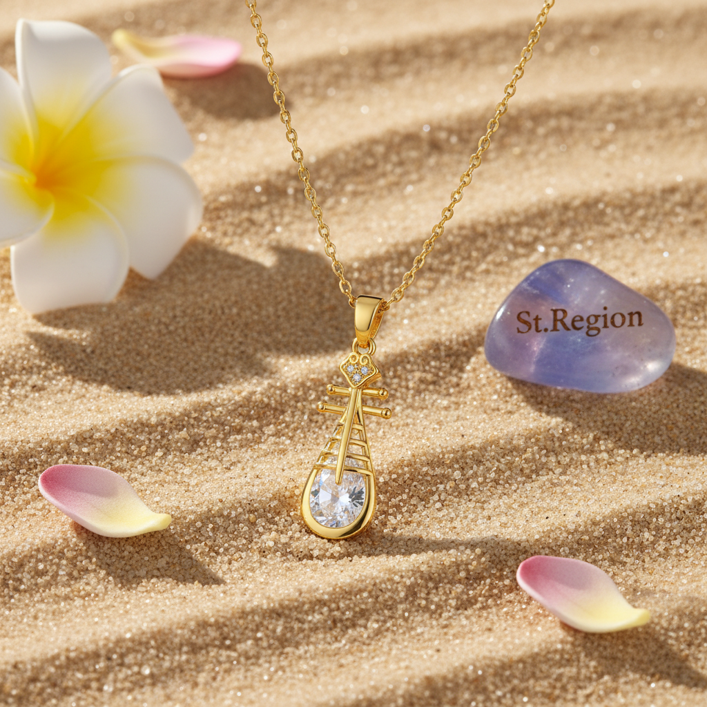 Crystal & Cubic Zirconia Lute Pendant Necklace
