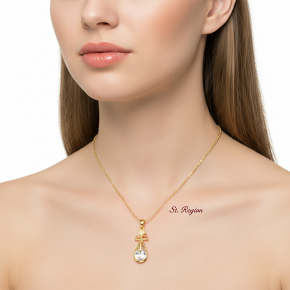 Crystal & Cubic Zirconia Lute Pendant Necklace