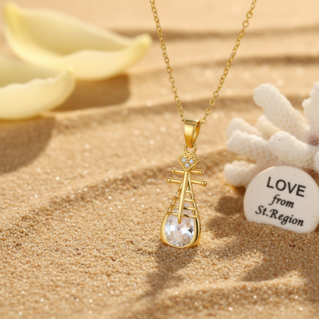 Crystal & Cubic Zirconia Lute Pendant Necklace