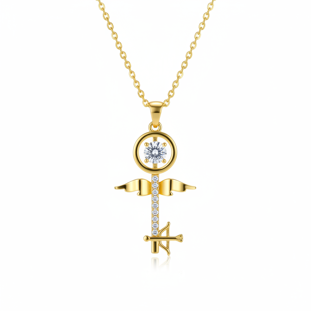 Crystal & Cubic Zirconia Key Pendant Necklace