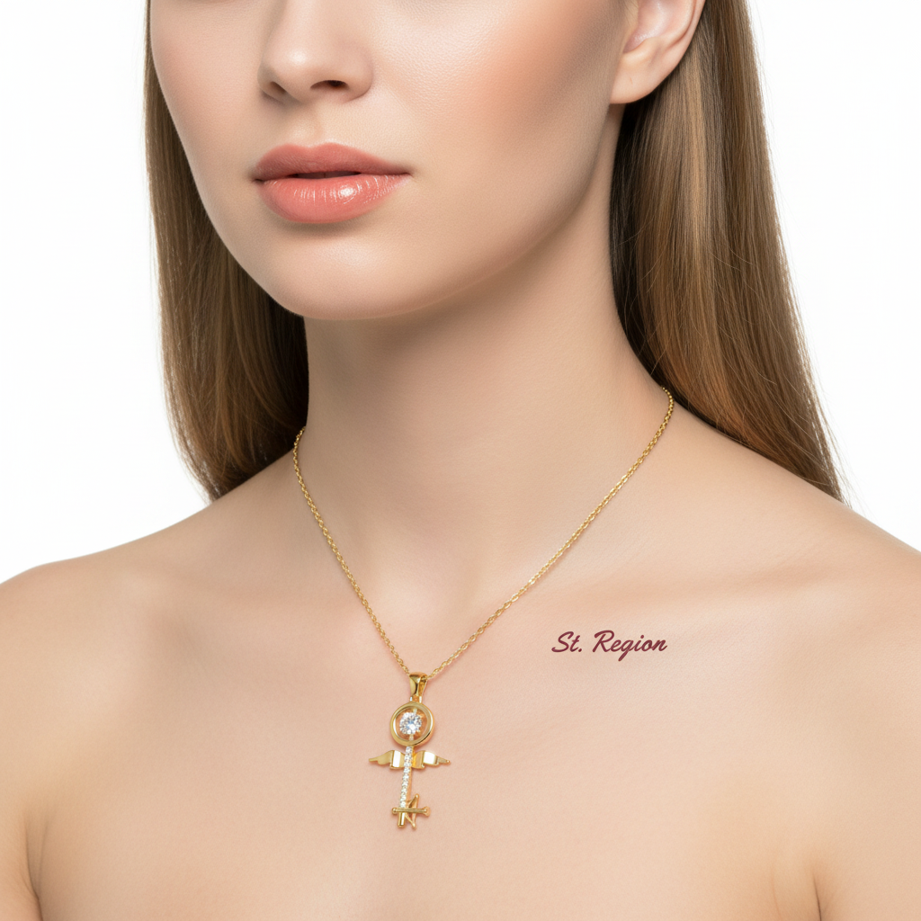 Crystal & Cubic Zirconia Key Pendant Necklace