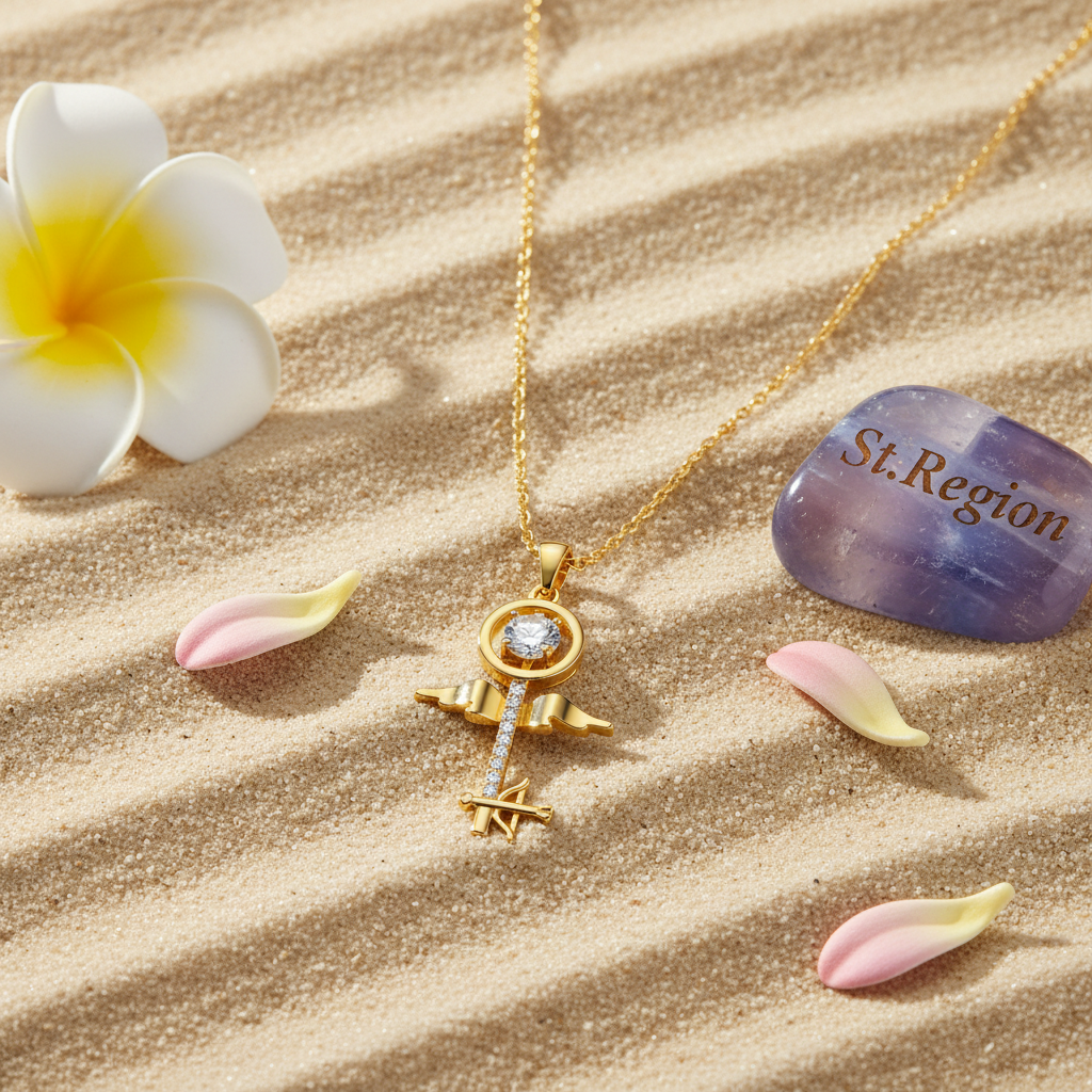 Crystal & Cubic Zirconia Key Pendant Necklace