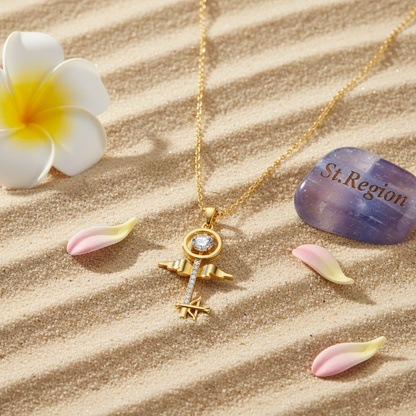 Crystal & Cubic Zirconia Key Pendant Necklace