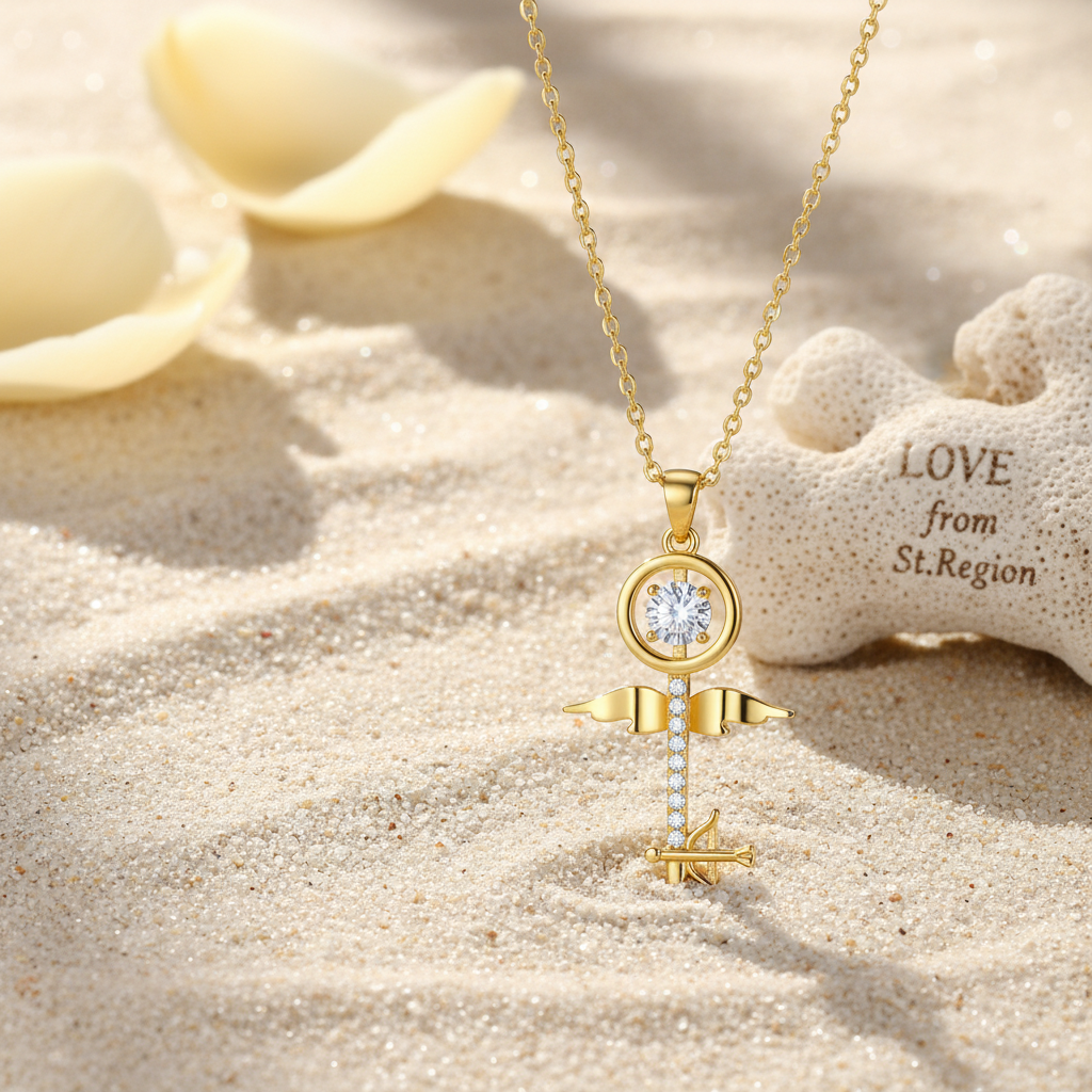 Crystal & Cubic Zirconia Key Pendant Necklace