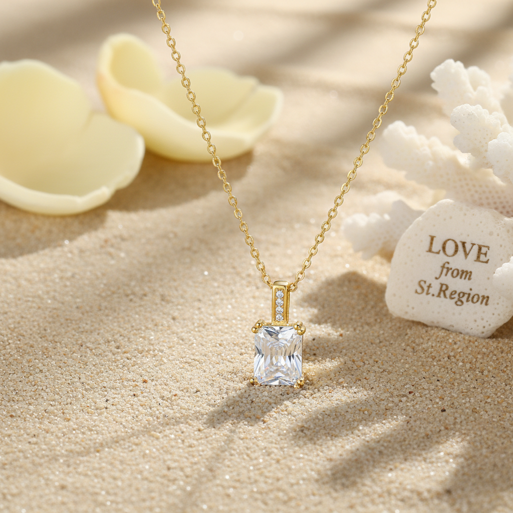 Princess-cut Crystal & Cubic Zirconia Goldtone Pendant Necklace