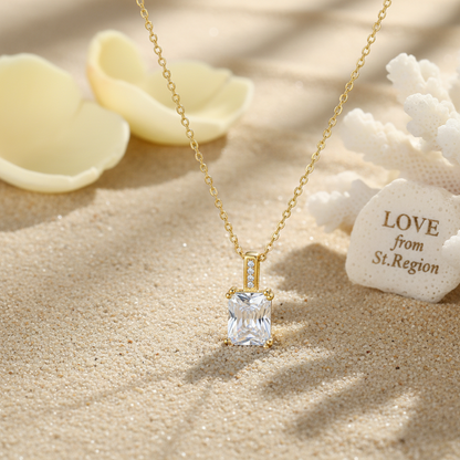 Princess-cut Crystal & Cubic Zirconia Goldtone Pendant Necklace