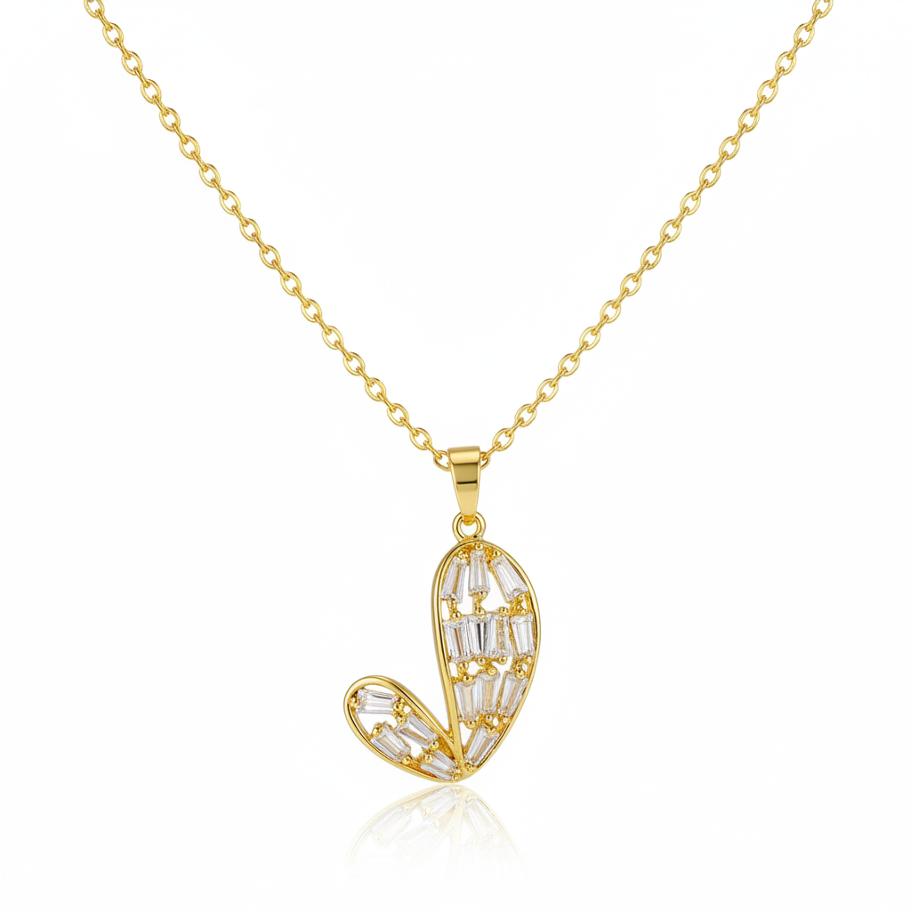 Crystal & Goldtone Asymmetric Heart Pendant Necklace
