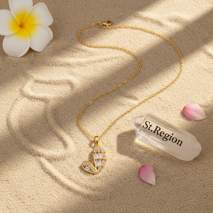 Crystal & Goldtone Asymmetric Heart Pendant Necklace
