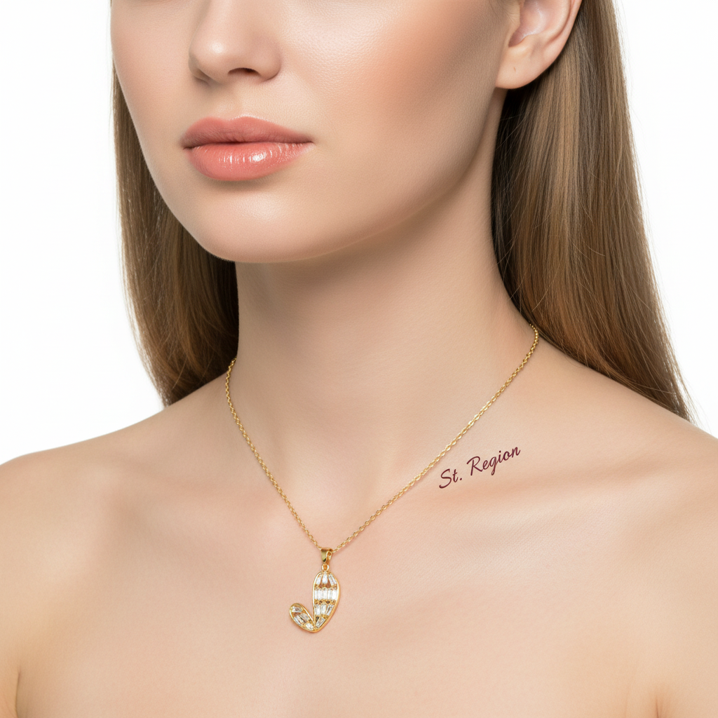 Crystal & Goldtone Asymmetric Heart Pendant Necklace