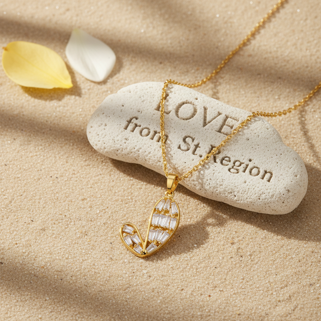 Crystal & Goldtone Asymmetric Heart Pendant Necklace