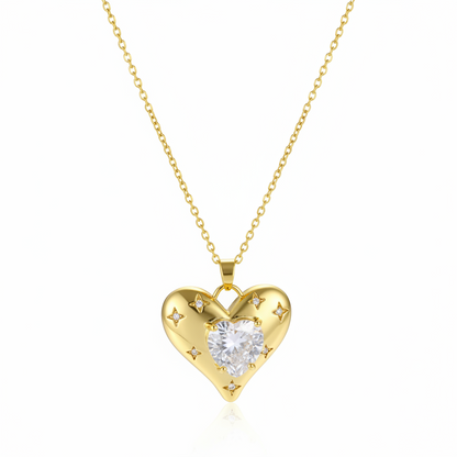 Cubic Zirconia & Crystal Heart Pendant Necklace
