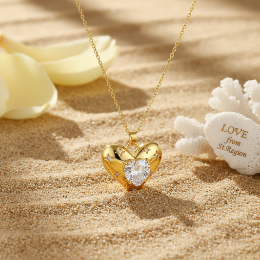 Cubic Zirconia & Crystal Heart Pendant Necklace