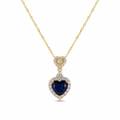 Blue Crystal & Cubic Zirconia Goldtone Heart Pendant Necklace