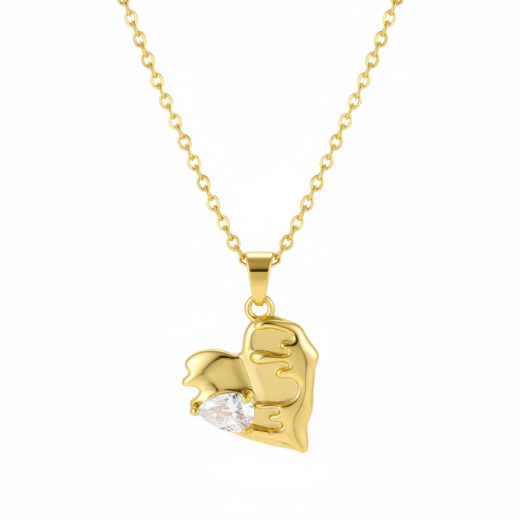 Pear-cut Crystal & Goldtone Heart Pendant Necklace