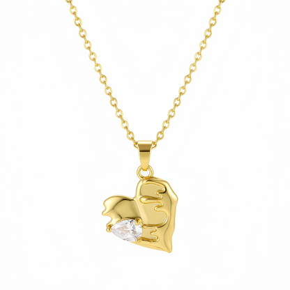 Pear-cut Crystal & Goldtone Heart Pendant Necklace