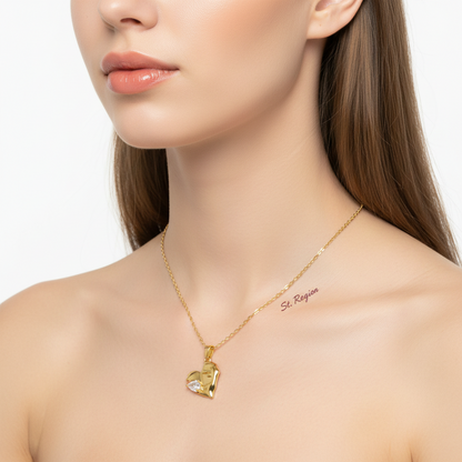 Pear-cut Crystal & Goldtone Heart Pendant Necklace