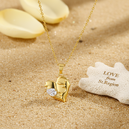 Pear-cut Crystal & Goldtone Heart Pendant Necklace