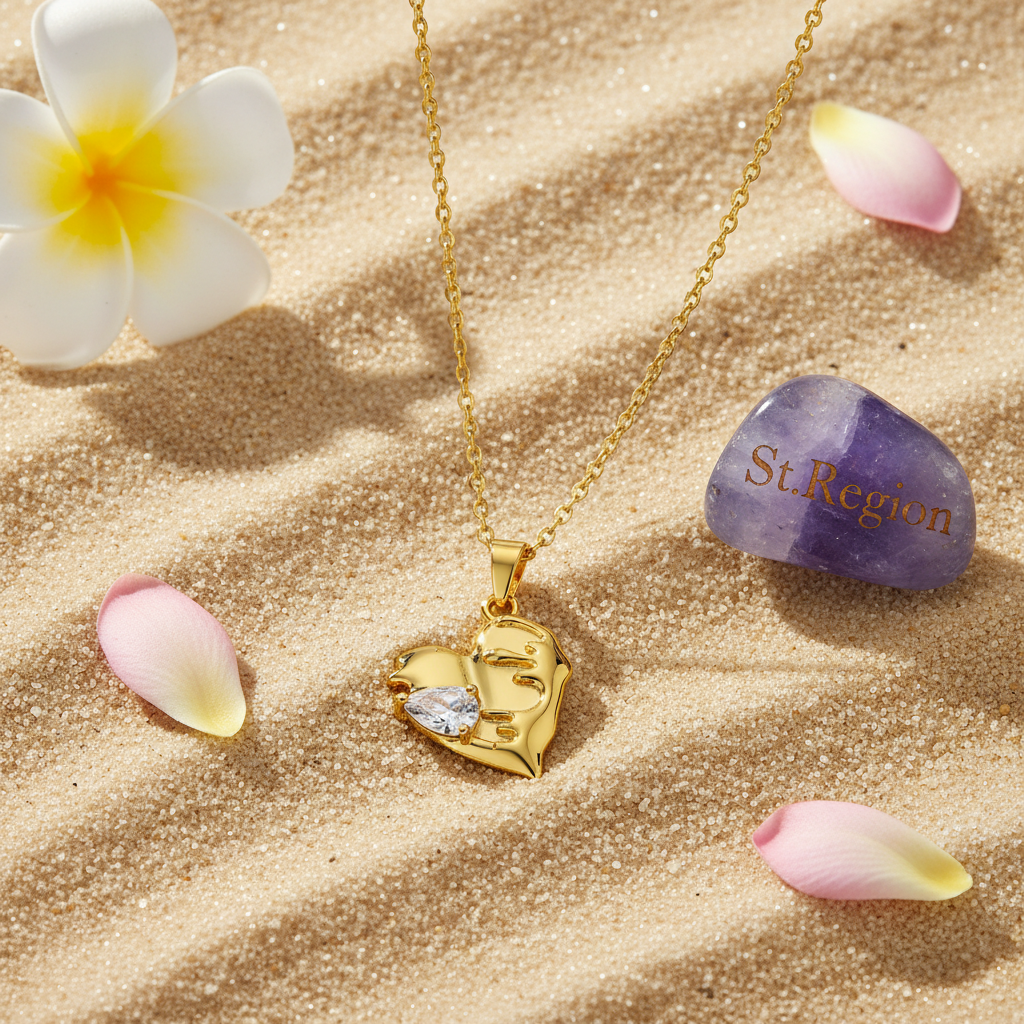 Pear-cut Crystal & Goldtone Heart Pendant Necklace